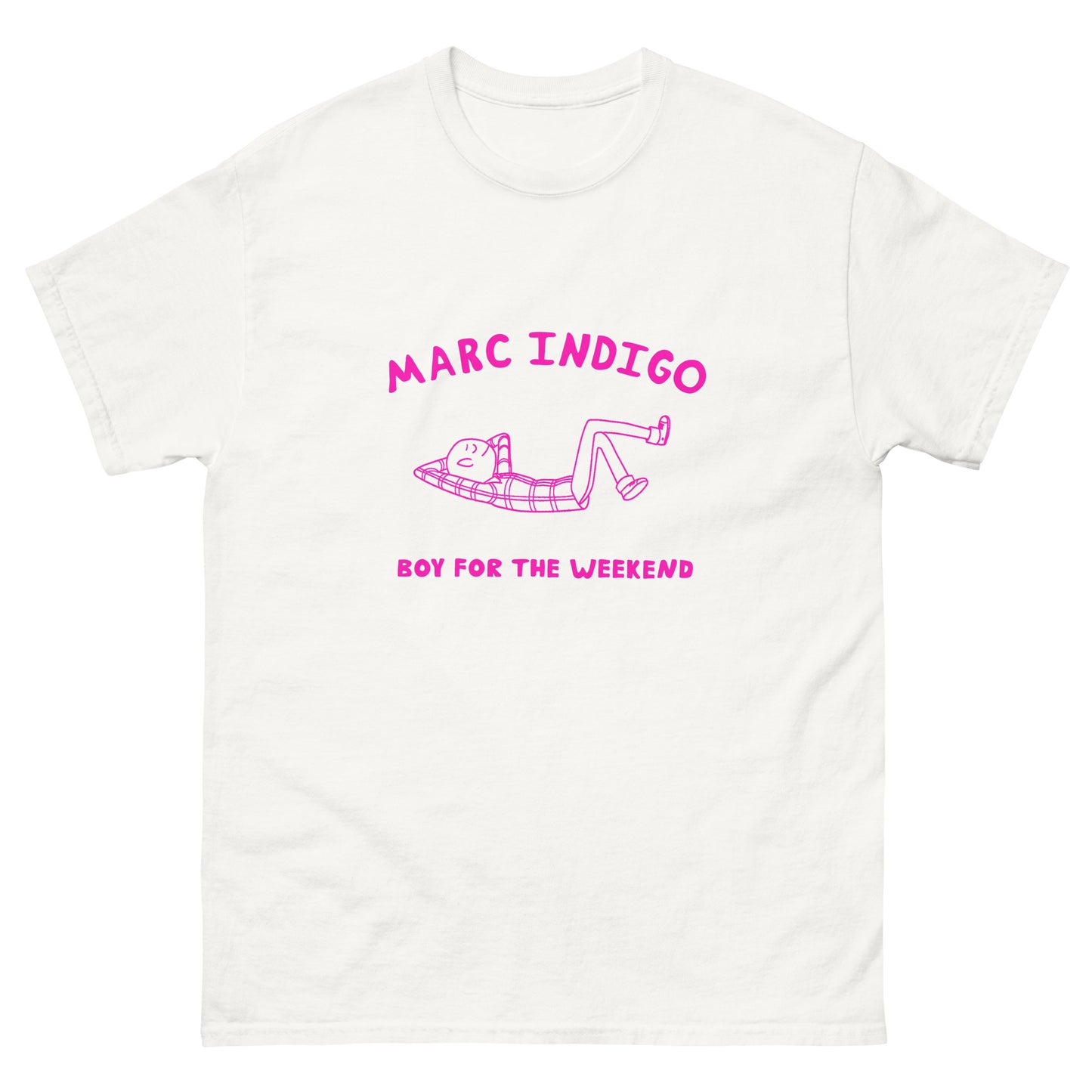 Boy For The Weekend Tee (Pink Text)